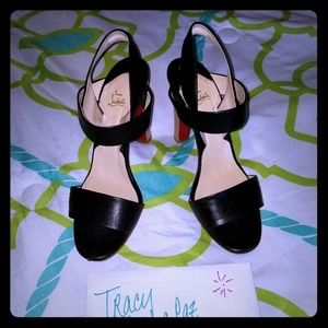 Louboutin Etri Wood 100 nappa heeled sandals in 39